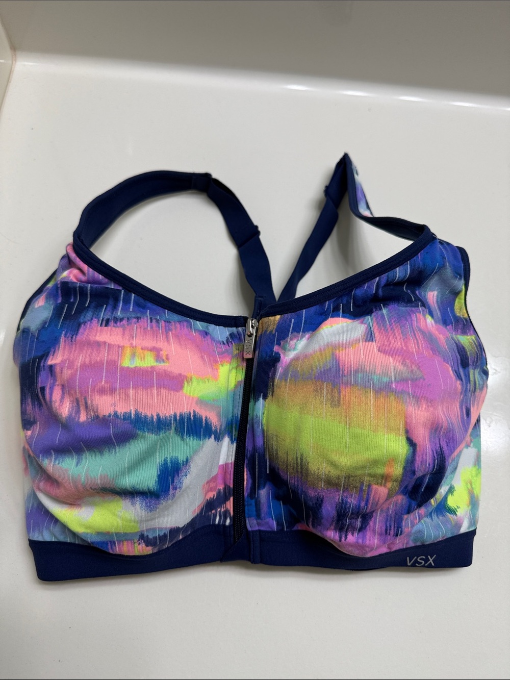 VSX Sport Multicolor Neon Front-Zip Sports Bra 34DDD